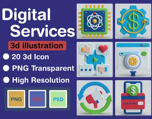 Services numériques Pack 3D Icon