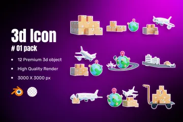 Servicios de entrega de carga Paquete de Icon 3D