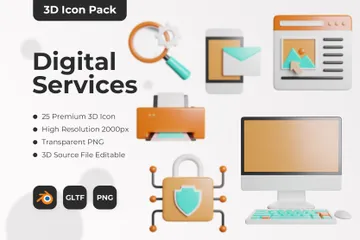 Servicios digitales Paquete de Icon 3D