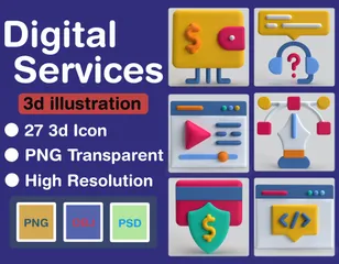 Serviços Digitais Pacote de Icon 3D