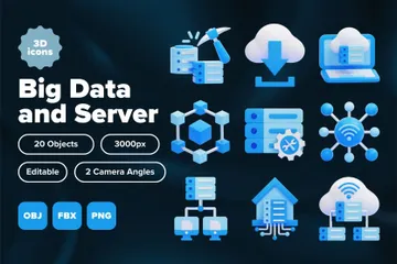 Big Data y servidor Paquete de Icon 3D