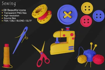 Sewing 3D Icon Pack