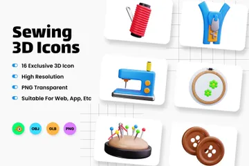 Sewing 3D Icon Pack