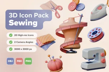 Sewing & Tailoring 3D Icon Pack
