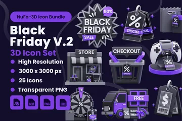 Black Friday V.2 Pacote de Icon 3D