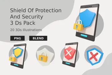 Shield Of Protection And Security 3D Icon Pack