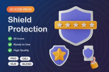 Shield Protection 3D Icon Pack