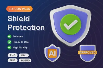 Shield Protection 3D Icon Pack