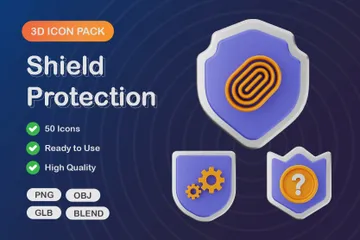 Shield Protection 3D Icon Pack