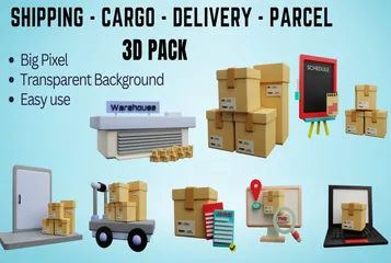 配送 - 貨物 - 配達 - 小包 3D Iconパック