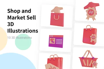 Shop And Market Sell 3D Illustration Pack