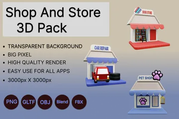 Shop And Store 3D Icon Pack