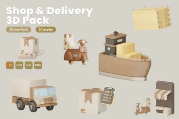 Shop & Delivery 3D Icon Pack