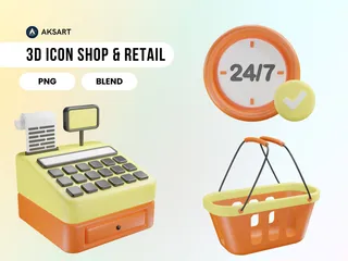 상점 및 소매점 3D Icon 팩