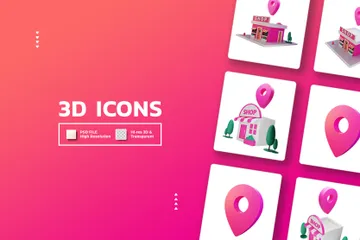 Shop-Standort 3D Illustration Pack