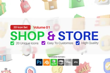 Shop & Store 3D Icon Pack