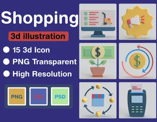 Shopping 3D Icon Pack