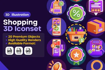 Shopping & Delivery 3D Icon Pack