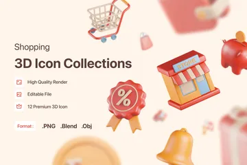 ショッピングと商取引 3D Iconパック