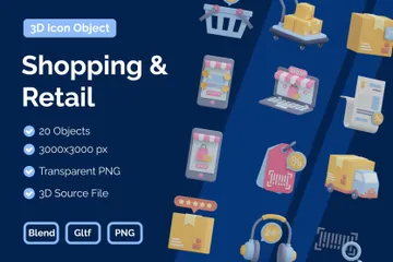 쇼핑 및 소매 3D Icon 팩