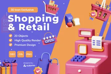 Shopping And Retail 3D Icon Pack