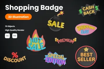 Shopping Badge 3D Icon Pack