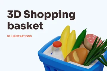 Shopping Basket 3D Illustration Pack