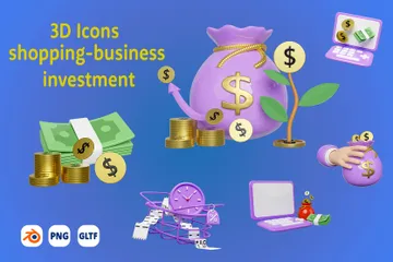 ショッピング-ビジネス-テクノロジー 3D Iconパック