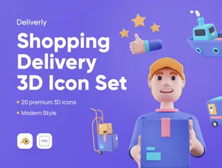 Shopping Delivery 3D Icon Pack