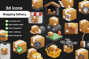 Shopping Delivery 3D Icon Pack