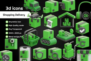 Shopping Delivery 3D Icon Pack