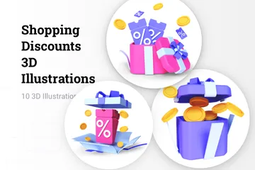 Shopping Discounts 3D Illustration Pack