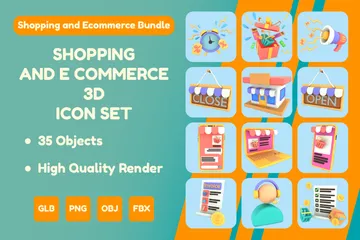 Achats et commerce électronique Pack 3D Icon