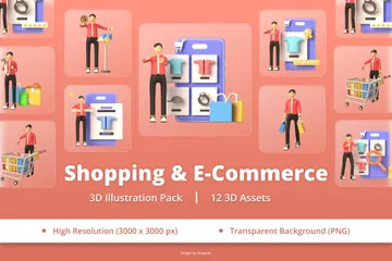 Achats et commerce électronique 3D Illustration Pack