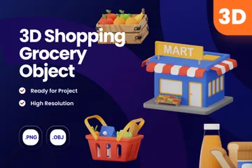 Shopping Grocery 3D Icon Pack