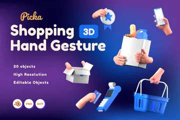 Shopping Hand Gesture 3D Icon Pack