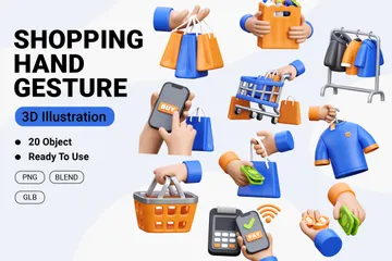 Shopping Hand Gesture 3D Icon Pack