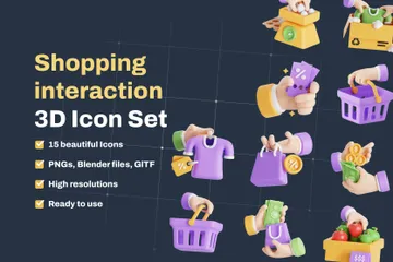 Shopping Interaction 3D Icon Pack