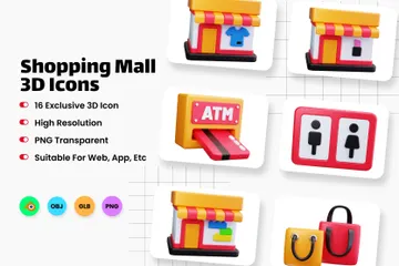 Shopping Mall 3D Icon Pack