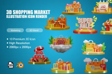 Shopping Market Sale 3D Illustration Pack