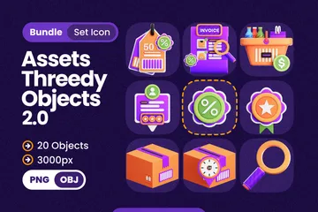 Shopping Objects 3D Icon Pack