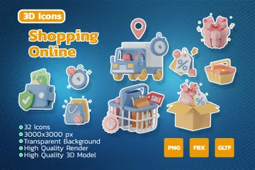 Shopping Online 3D Icon Pack