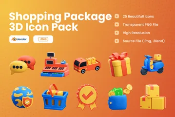 Shopping Package 3D Icon Pack