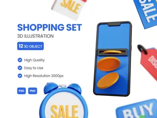Shopping Set 3D Icon Pack