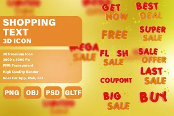 Shopping Text 3D Icon Pack