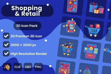 Compras e Varejo Pacote de Icon 3D