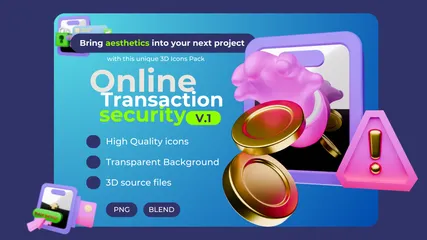 Sichere Online-Transaktion 3D Icon Pack