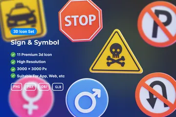 Sign And Symbols 3D Icon Pack