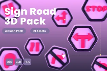 Sign Road 3D Icon Pack