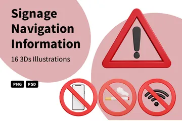 Signage Navigation Information 3D Icon Pack